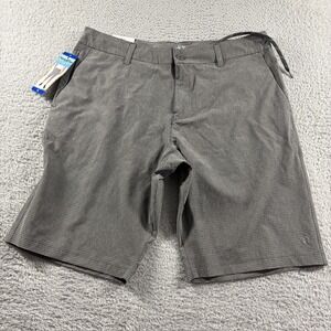 Hang Ten Board Shorts Mens 36 Gray 11" Stripes Hybrid Beach Vacation NEW